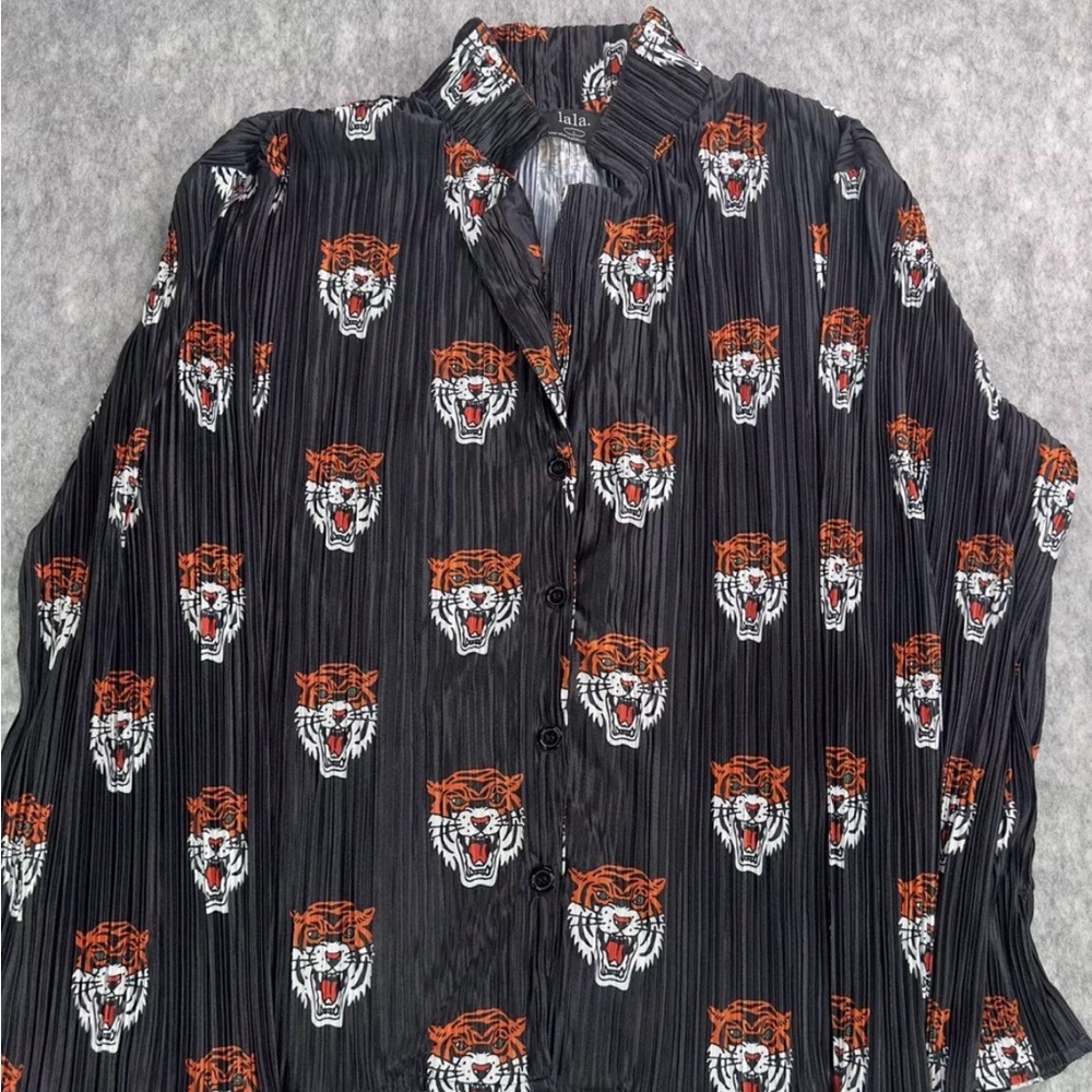 Dressed in LaLa All-Over Pleated Oversized Bengals TOP ONLY